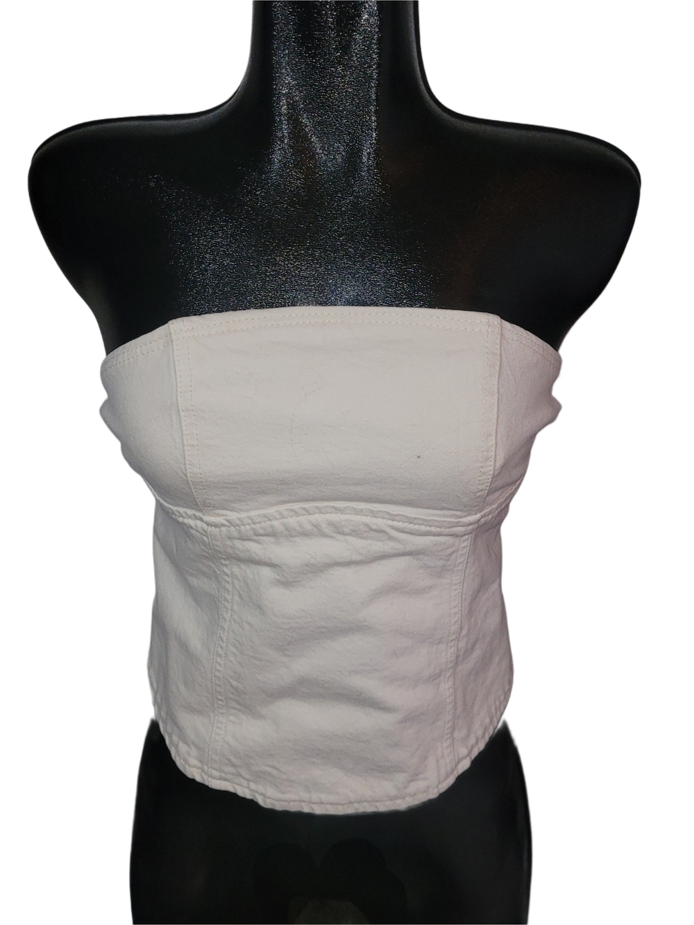 Zara Strapless White Denim Corset Top Size S